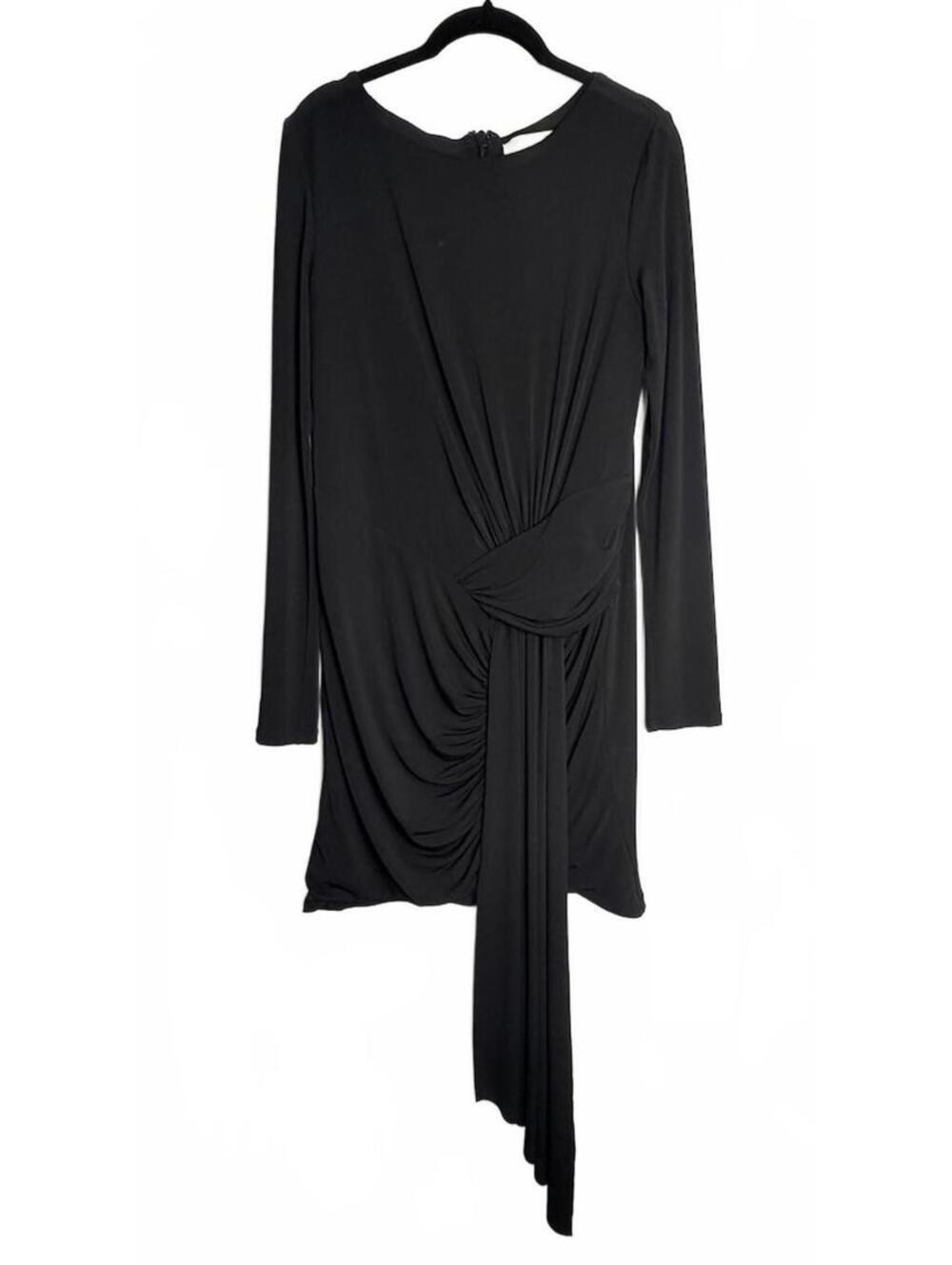 TJD The Jetset Diaries Black Long Sleeve Knot Front Draped Dress Size‎ Large